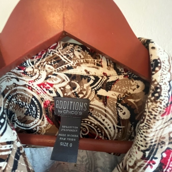 Additions by CHICO’s Cotton Paisley Blazer Lightweight Jacket Sz 0 USA XS (4/6) - Picture 2 of 12